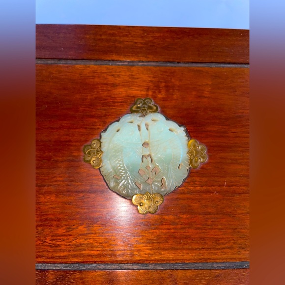 Vintage Jewelry Box Hong Kong Large Wood Carved Jade This Will Hold Everything! - Picture 4 of 14